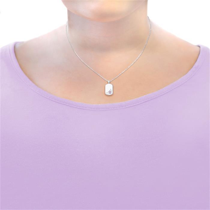 Engravable dog tag necklace for girls made of 925 silver