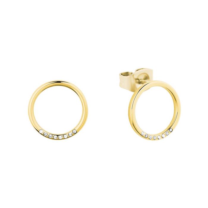 Circle ear studs for ladies made of gold-plated stainless steel