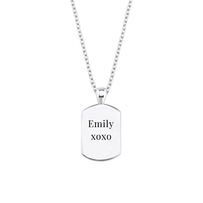 Dog tag chain for girls in sterling silver engravable