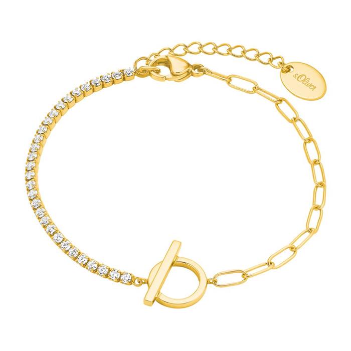 Pulsera de plata 925 bañada en oro para mujer con circonitas