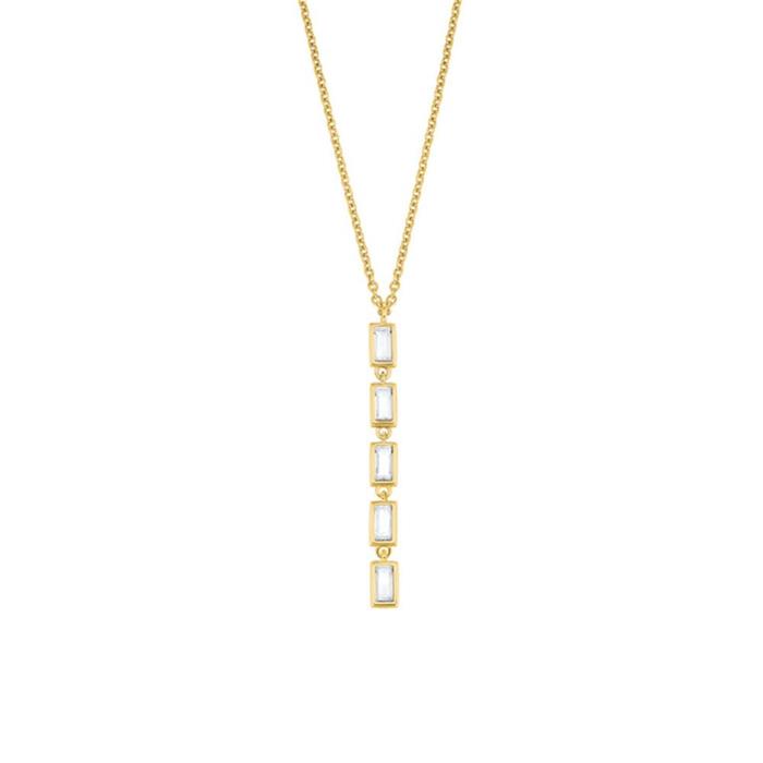 Ladies' Necklace In Gold-Plated Sterling Silver With Zirconia