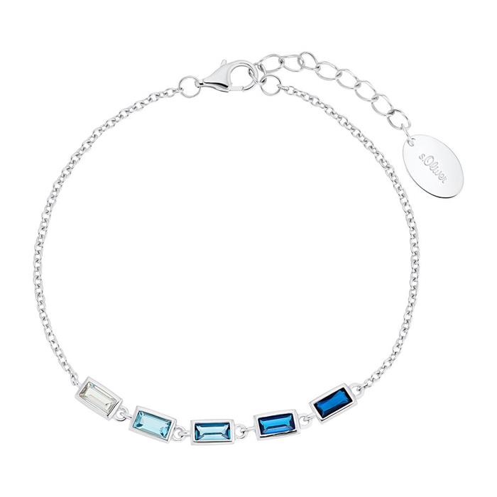 Armband voor dames in 925 sterling zilver met Zirkonia, blauw