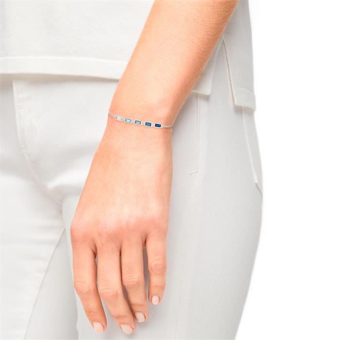 Armband voor dames in 925 sterling zilver met Zirkonia, blauw