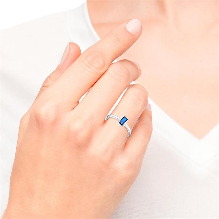 Ring für Damen aus Sterlingsilber mit Zirkonia, blau