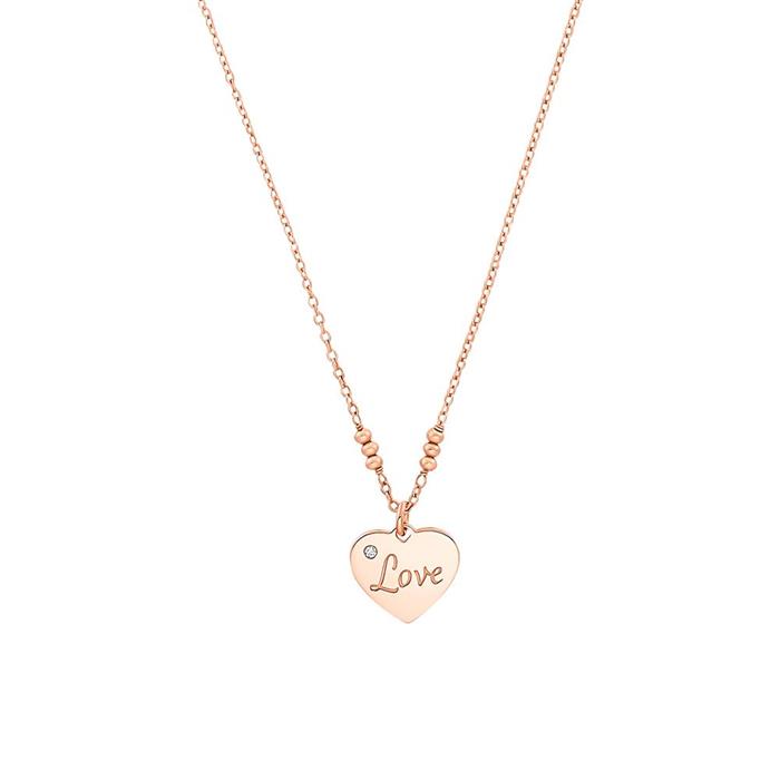 Love Heart Necklace For Ladies In Sterling Silver, Rosé