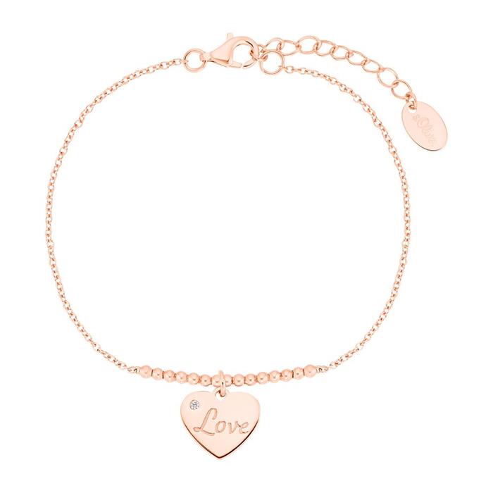 Ladies bracelet love in 925 silver, rose gold plated