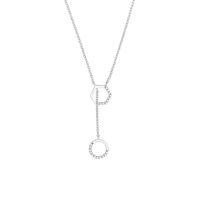 Ladies' Necklace In Y-Look In 925 Silver With Cubic Zirconia