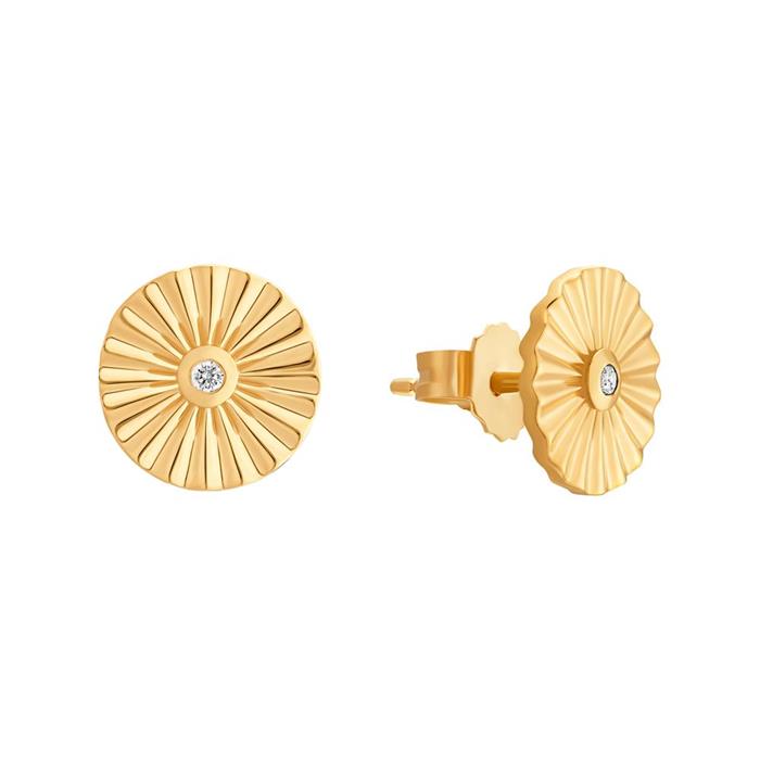 Ear studs sun for ladies in 925 silver, gold