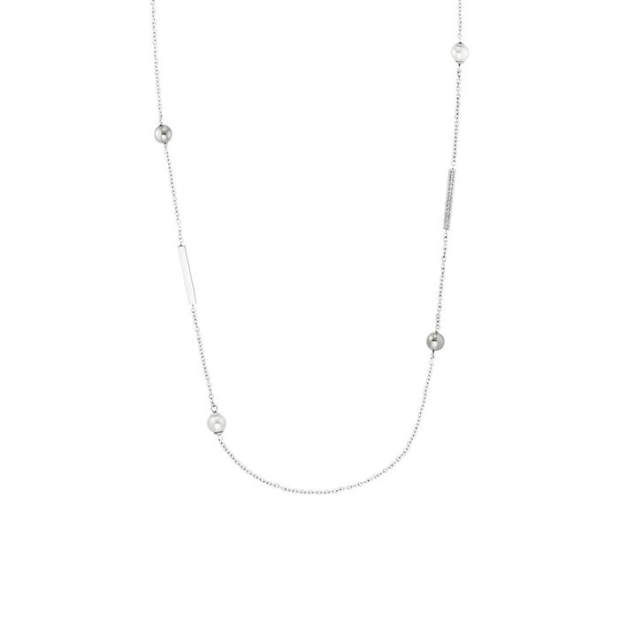 Maxi necklace for ladies in stainless steel with glass beads