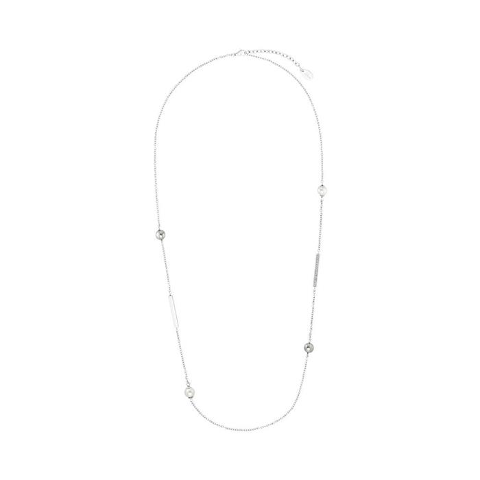 Maxi necklace for ladies in stainless steel with glass beads