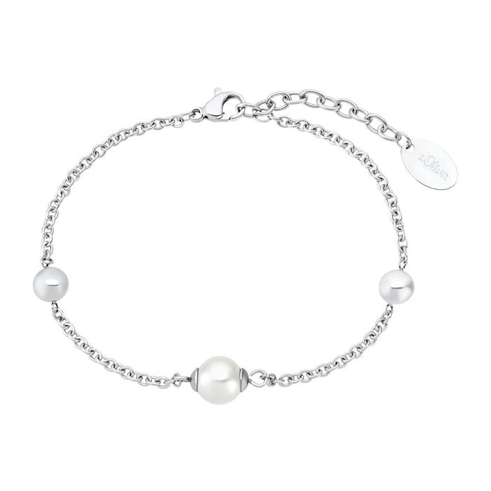 Stainless steel bracelet for ladies with glass bead