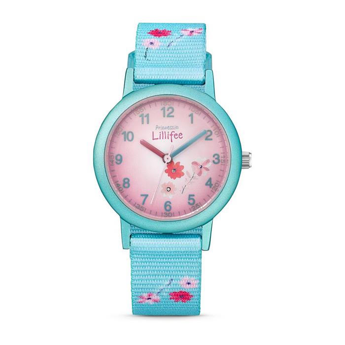 Bloemenhorloge voor kinderen in turkoois