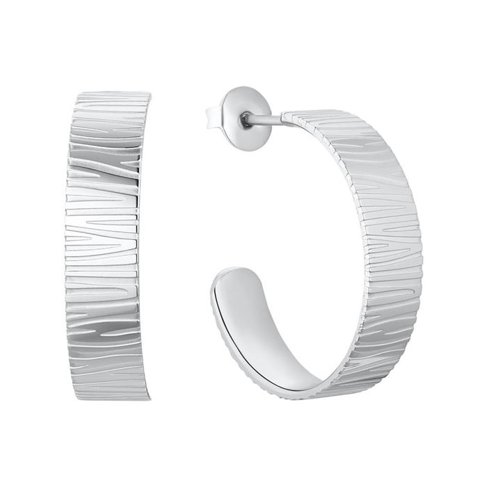Ladies stainless steel hoops with striped pattern