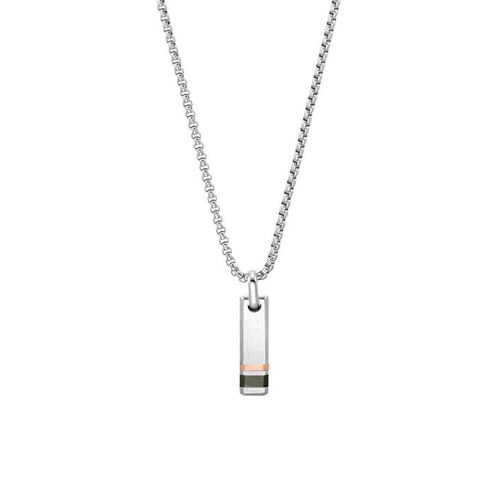 Cadena de acero inoxidable grabable para hombre, tricolor