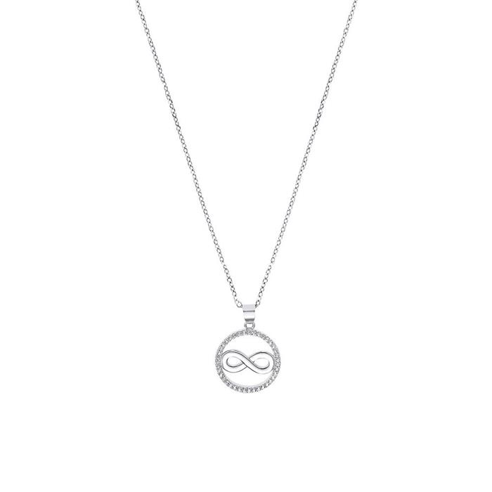 Sterling silver infinity necklace with cubic zirconia