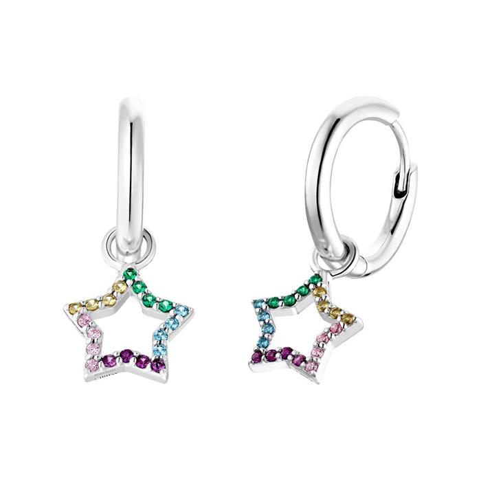 Girls' star earrings in 925 silver with zirconia