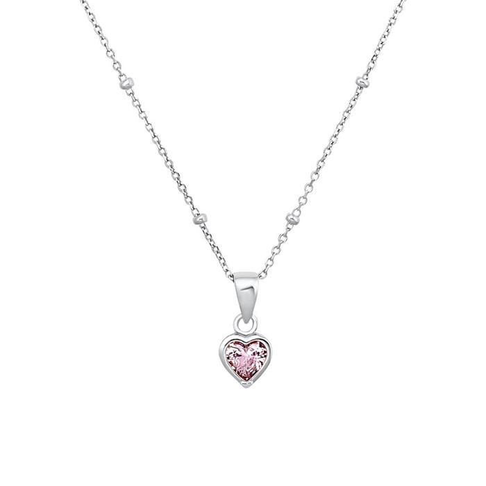 Meisjes hart ketting in sterling zilver met Zirkonia