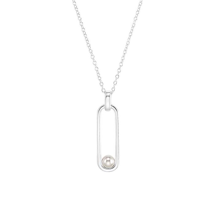 Ladies sterling silver necklace with pearl