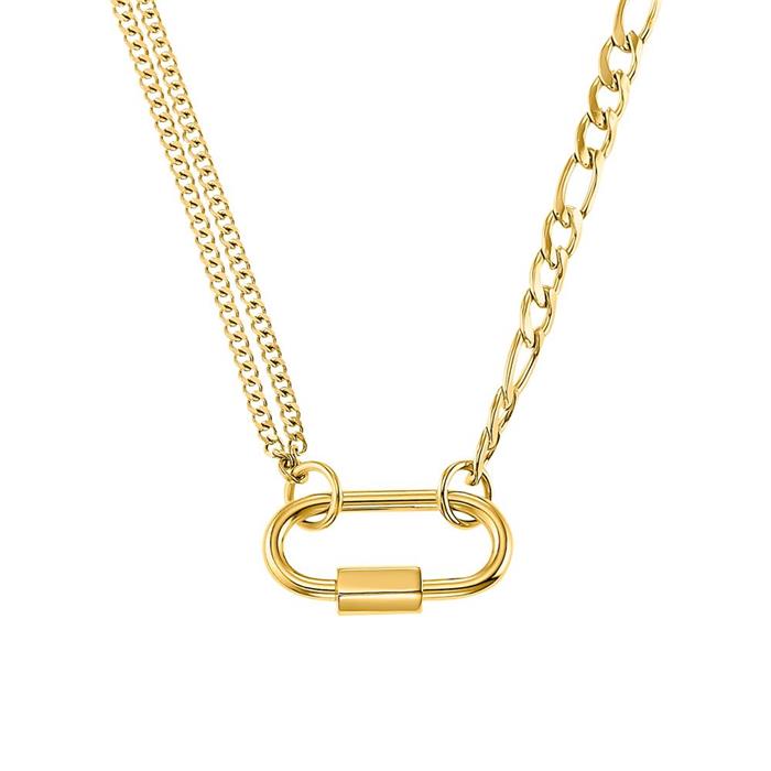 Ladies necklace stainless steel lock, IP gold