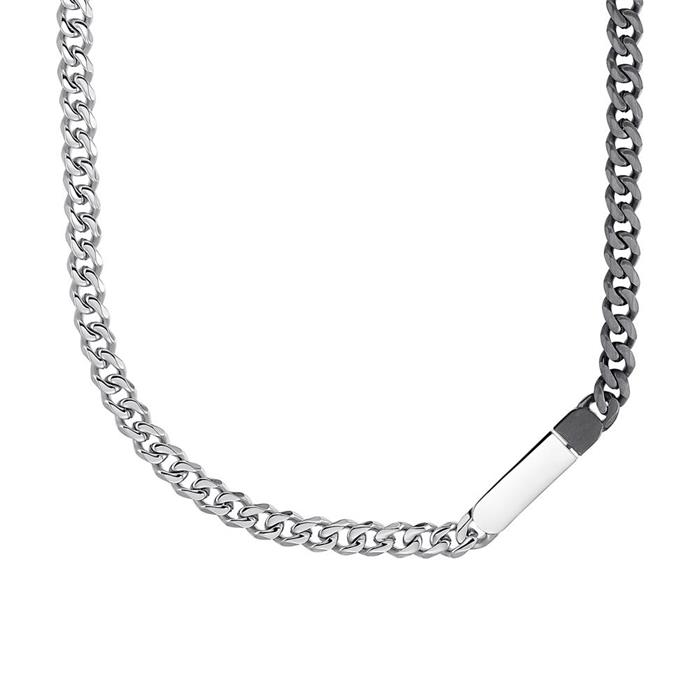 Men's stainless steel curb chain, engravable