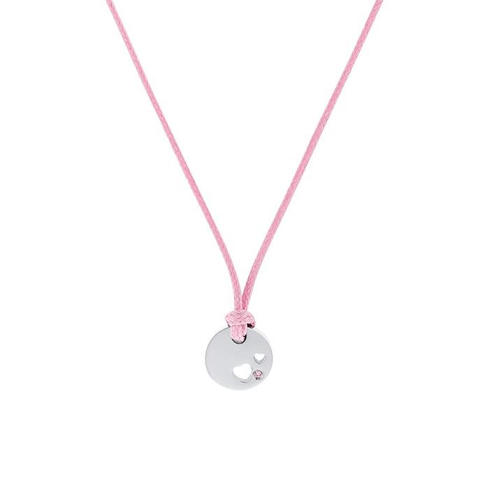 Textile necklace for girls with stainless steel pendant