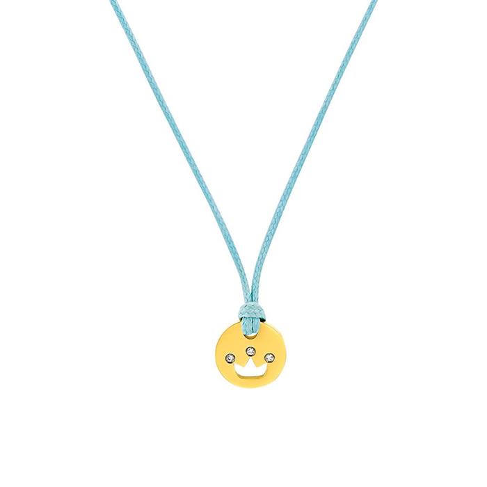 Textile necklace for girls with stainless steel pendant, IP gold
