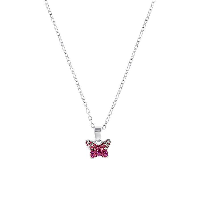 Butterfly girl's necklace in 925 silver, cubic zirconia