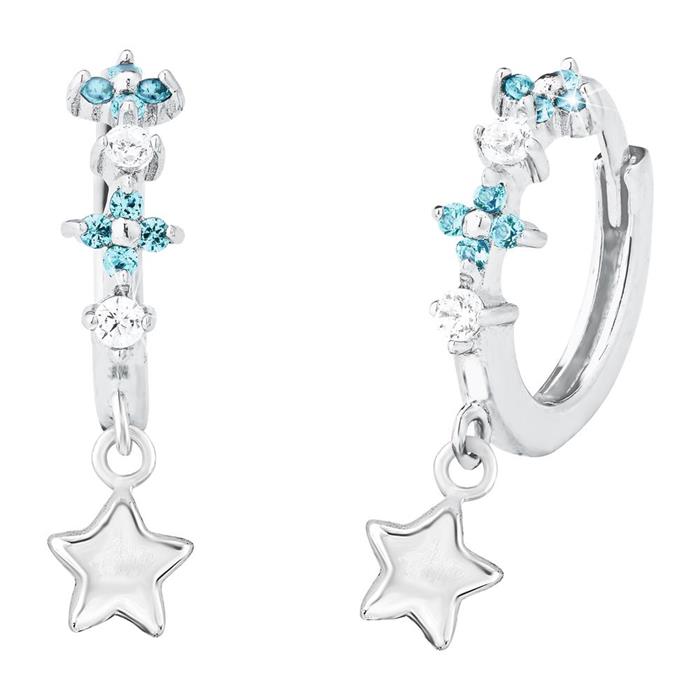 Girls creoles star in 925 silver with zirconia