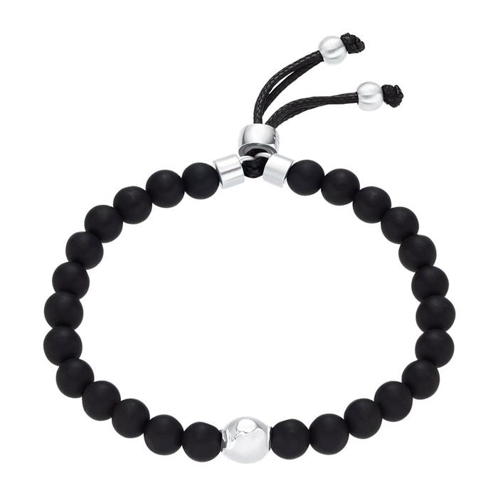 Stainless steel and agate bead bracelet for men