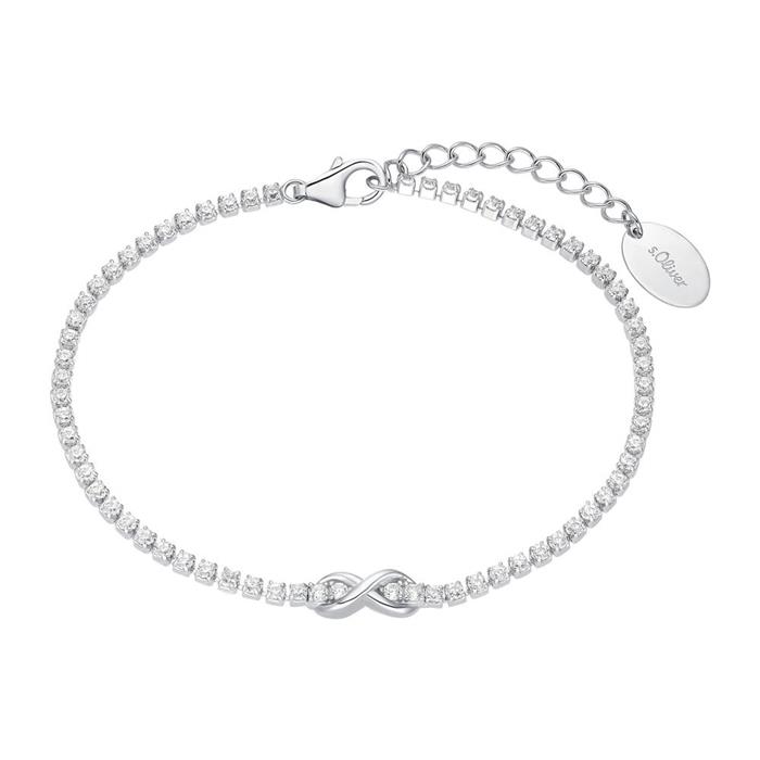 Infinity bracelet for ladies in 925 silver, cubic zirconia