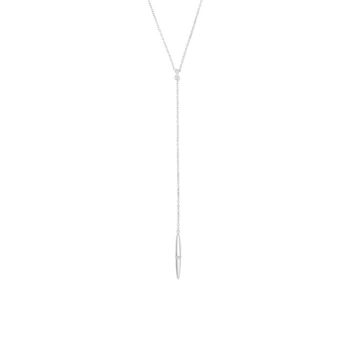 Ladies pendulum y-necklace in sterling silver, cubic zirconia