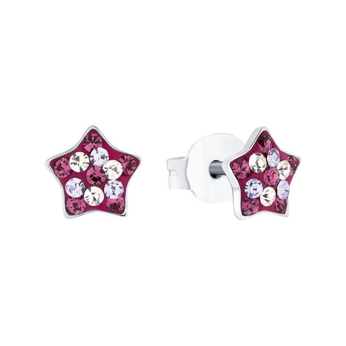 Girls ear studs star in 925 sterling silver with zirconia