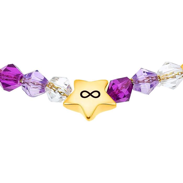 Pulsera con grabado de estrella, acero inoxidable, cuentas de vidrio, oro IP