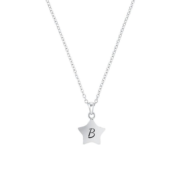 Ster graveren ketting voor meisjes, sterling zilver, Zirkonia