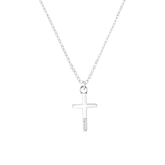 Cadena cruz para niña de plata 925 con circonitas