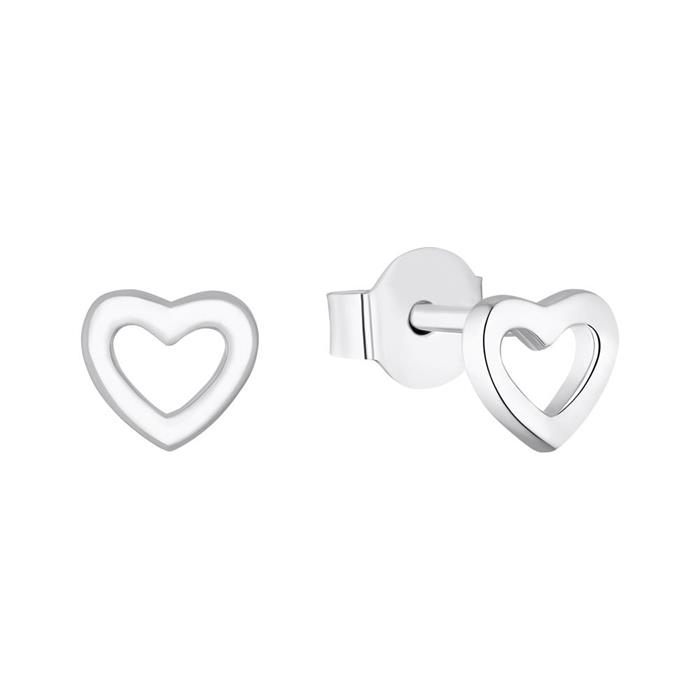 Heart stud earrings for girls in sterling silver