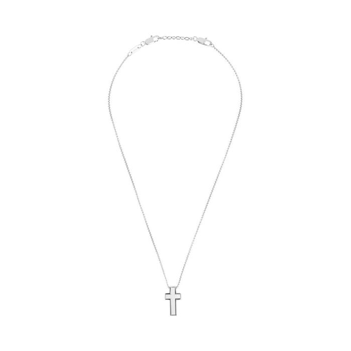 Engravable cross necklace for men in stainless steel