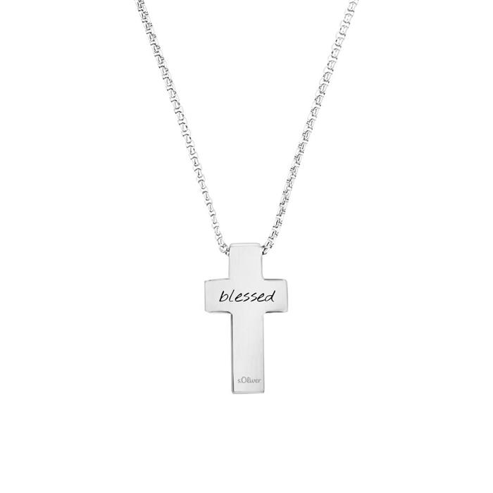 Engravable cross necklace for men in stainless steel