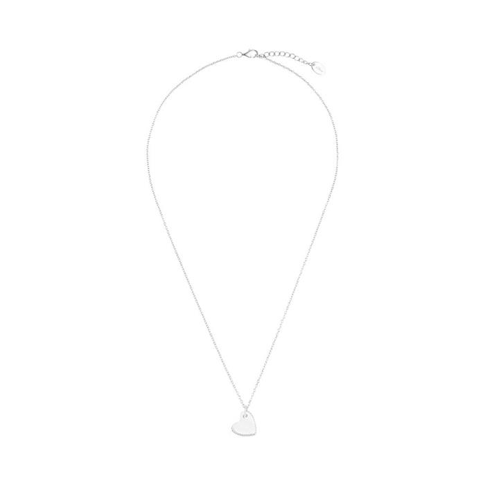 Necklace with heart pendant in sterling silver, zirconia