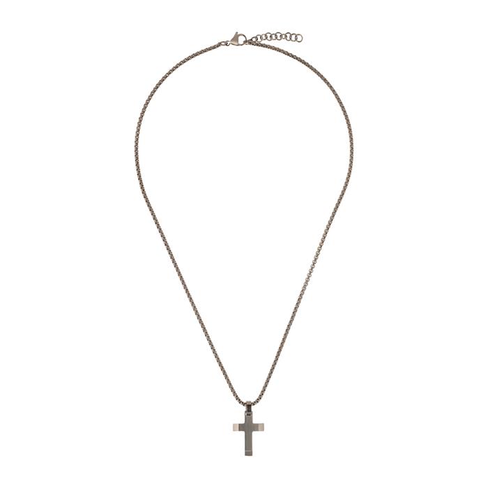 Engraved necklace for boys with cross pendant in stainless steel