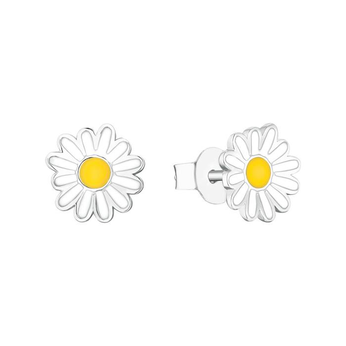 Blumen Ohrstecker für Kinder aus 925er Silber, Emaille