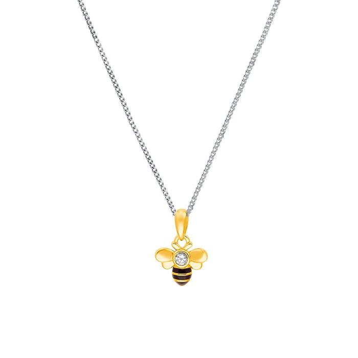 Children necklace bee in sterling silver, bicolor