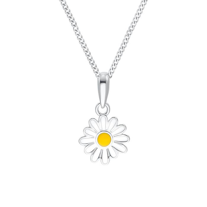 Children's necklace flower in sterling silver, enamel