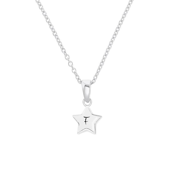 Children's necklace in 925 silver with star, pink