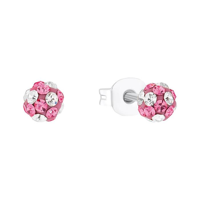 Girls ear studs in sterling silver, crystals