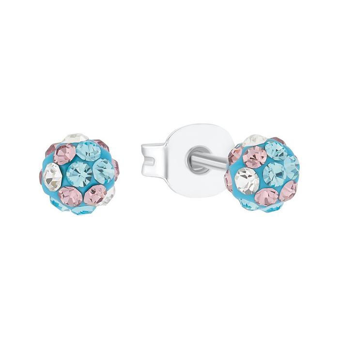 Ear studs for children in 925 sterling silver, crystals