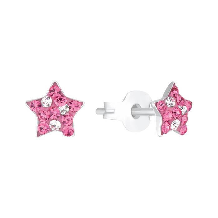 Shining star stud earrings for children in 925 sterling silver