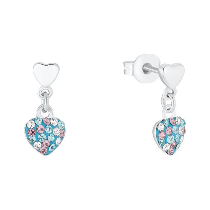 Heart shaped stud earrings for children in sterling silver