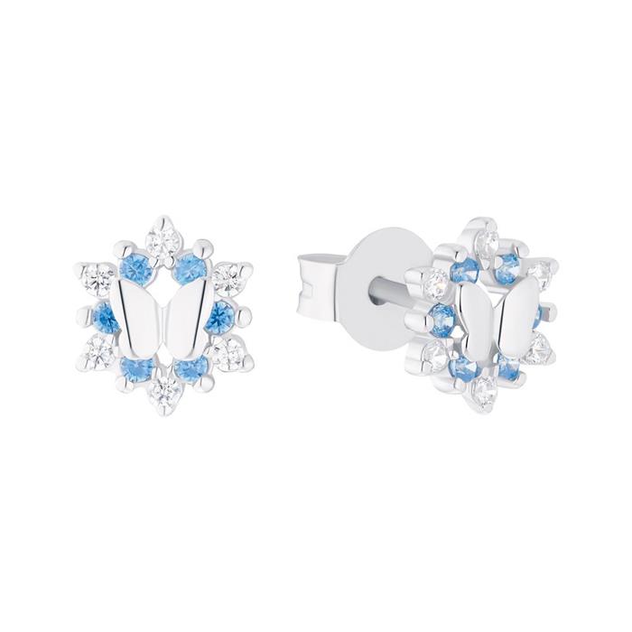 Ear studs butterfly in 925 sterling silver