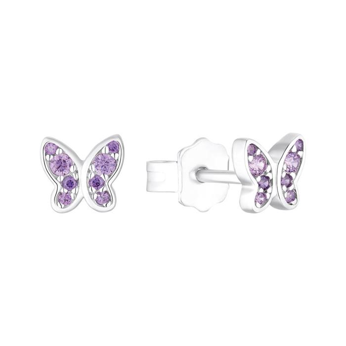 Pendientes niñoses de plata 925 con forma de mariposa